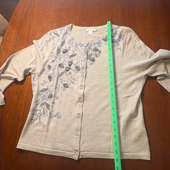 Garnet Hill Gray and Blue Cardigan XL - Picture 4 of 5